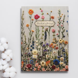 Vintage Wildflower Journal – Slät tryckt inbunden (med konstbroderi)