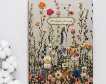 Vintage Wildflower Journal – Smooth Printed Hardcover (Faux Embroidery Look)