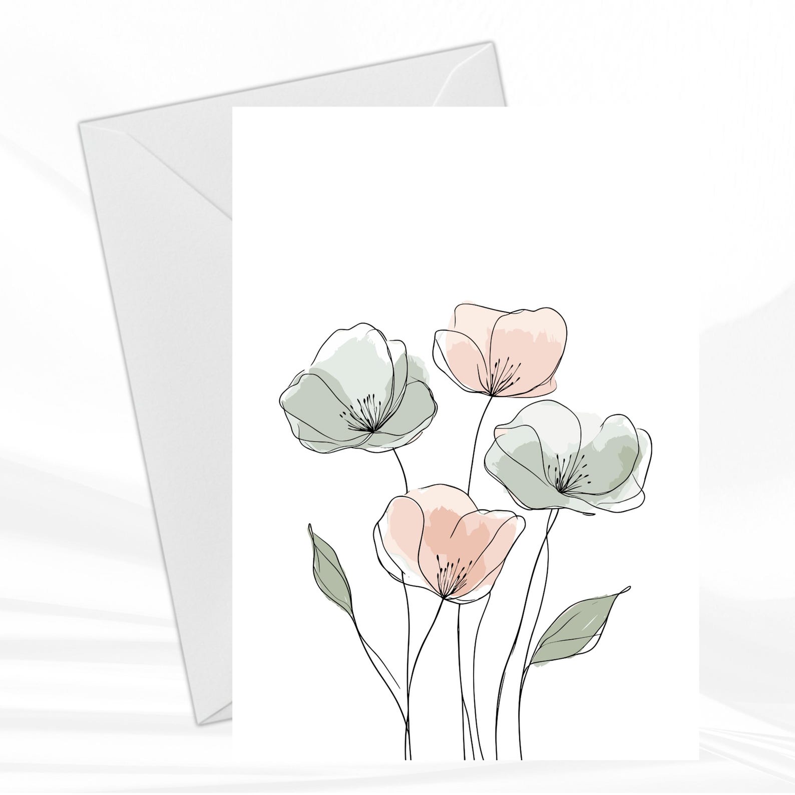 Sage Green Floral Greeting Cards Set of 6 – Volume 2 | Minimal ...
