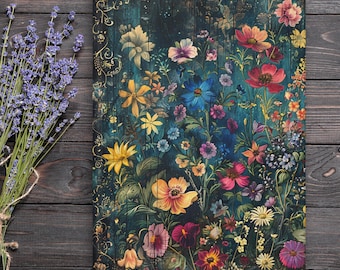 Personalized Dark Floral Journal, Custom Name Botanical Notebook, Witchy Hardcover Diary