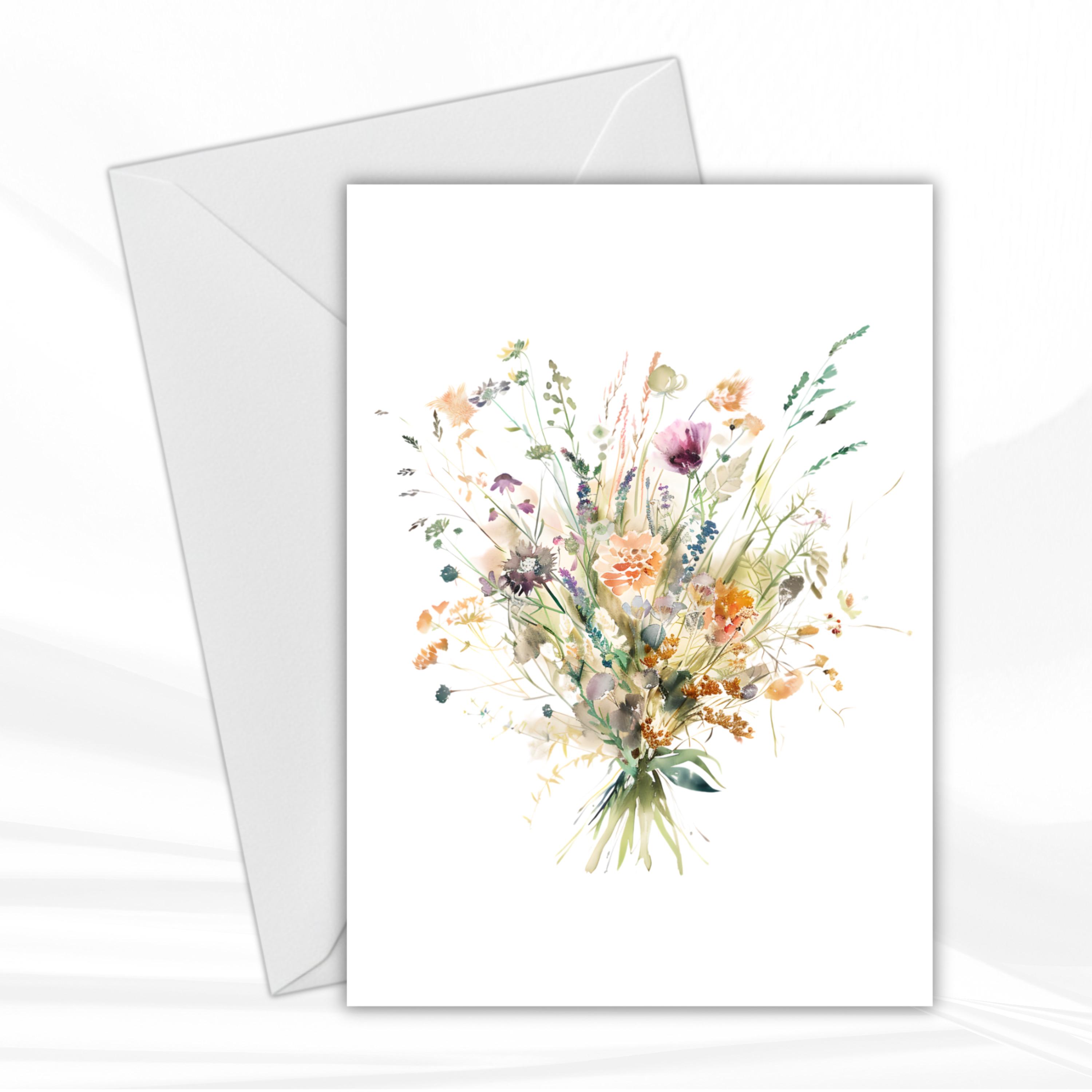 Printable Pastel Wildflower Greeting Cards Set of 6 | Soft Watercolor ...