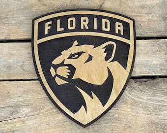 Hockey Team Logo Signs, Wooden Sports Team Sign, Hockey Wall Hanging