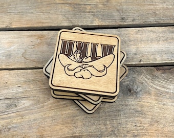 Wooden College Sports Team Coasters, Wooden NCAA Team Coasters, College Team Coasters