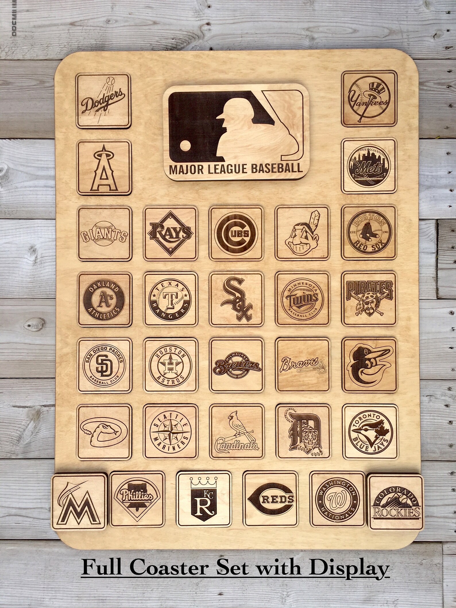 MLB Team Coasters MLB Team Logo Coasters Wooden Baseball Etsy