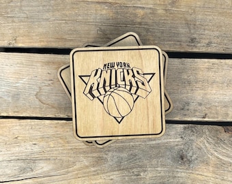 Wooden Basketball Coasters, Coasters with Basketball Team Logo