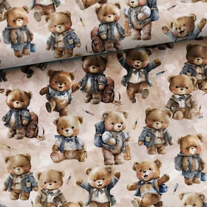 Teddy bears fabric by the yard, Premium cotton fabric quilting sewing fabric