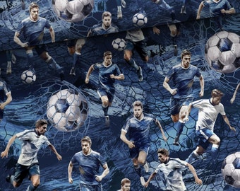 Football players fabric by the yard, Premium cotton fabric quilting sewing fabric