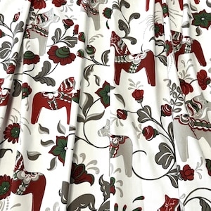 Curtains Dala Horse | Curtain Panels | Scandinavian curtains | Kitchen valance | Cafe Curtains | Valances