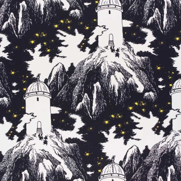 Moomin Cotton Canvas Fabric By The Yard, Scandinavian Fabric Home décor fabric Black