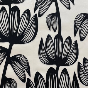 Black and White Floral fabric ALMA Scandinavian cotton fabric Home decor fabric Curtain tablecloth fabric