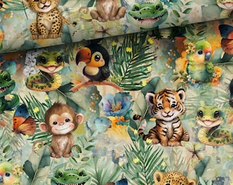 Tropical animals fabric by the yard, Premium cotton fabric quilting sewing fabric