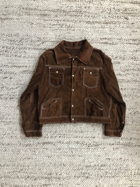 Vintage 1960s Brown Suede Trucker Jacket