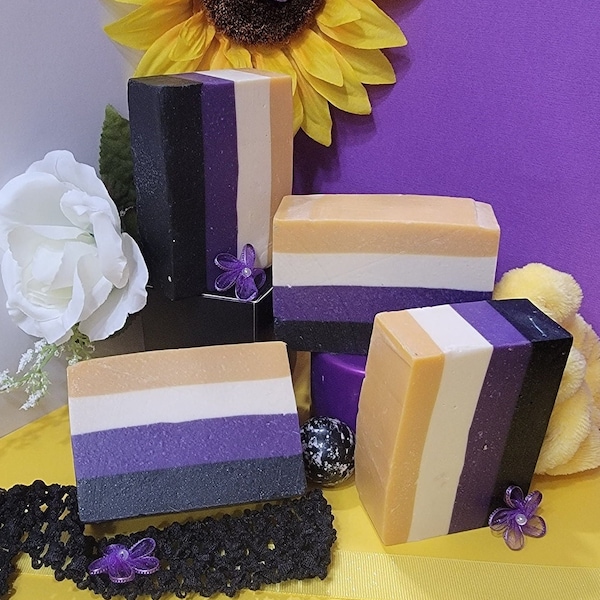 Royal Pansies Soap / Citrus Patchouli Soap / LGBTQ+ Soap / Nonbinary Soap / Pride / Gifts / Free Shipping