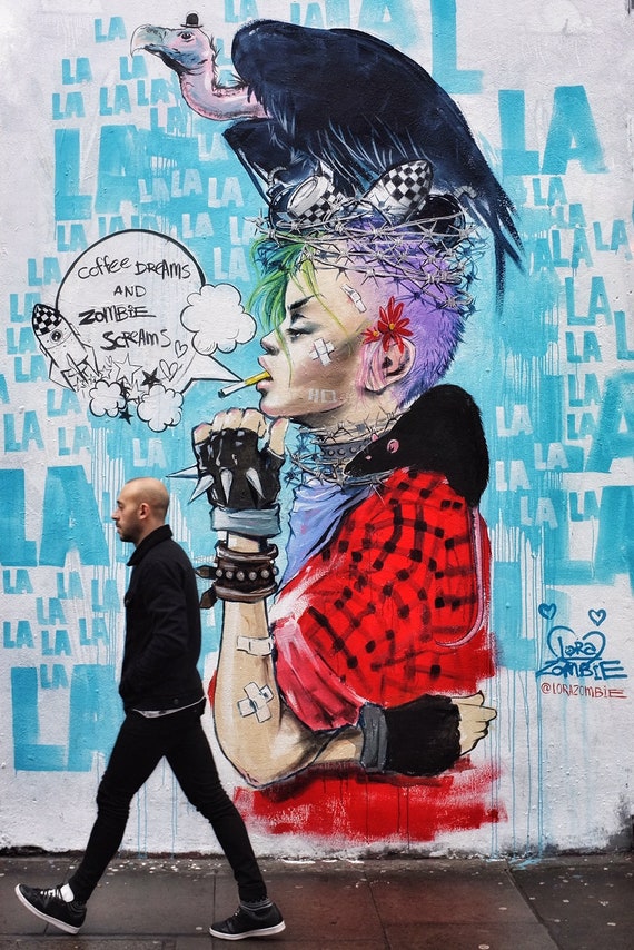 Zombie Rocker Graffiti ZOMBIE DREAMS Graffiti Street Art Photo - Etsy