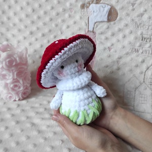 Crochet  mushroom plush Cute mushroom decor Crochet toadstool, Handmade perfect gift.
