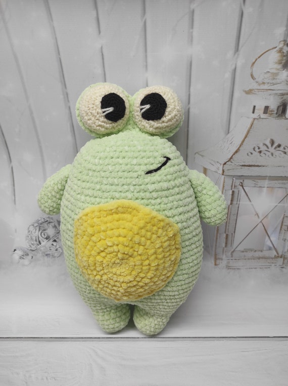 Super Soft Crochet Frog Plushie, Amigurumi Kawaii Plush Stuffed