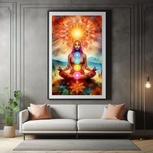 Chakra Meditation Art Print: Spiritual Energy, Yoga Decor