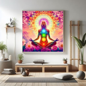 Chakra Meditation Art Print: Spiritual Energy, Yoga Room Decor