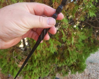 Hand Forged Magic Wand With Green Marble Accent