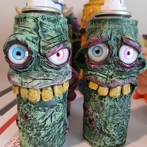 Rattle Can Rude Dudes mini spray paint can sculpture ooak upcycled recycled art