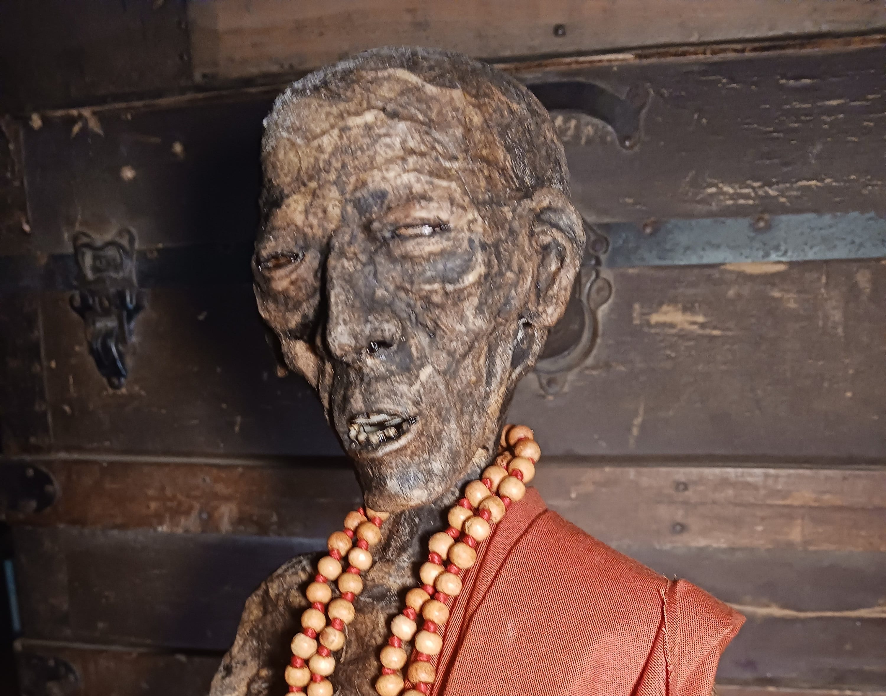 ミイラ化した僧侶の彫刻：ピグミーの奇妙な標本、高さ17インチ - Etsy 日本