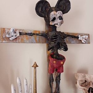 Rat Christ ooak cursed crucifix sculpture