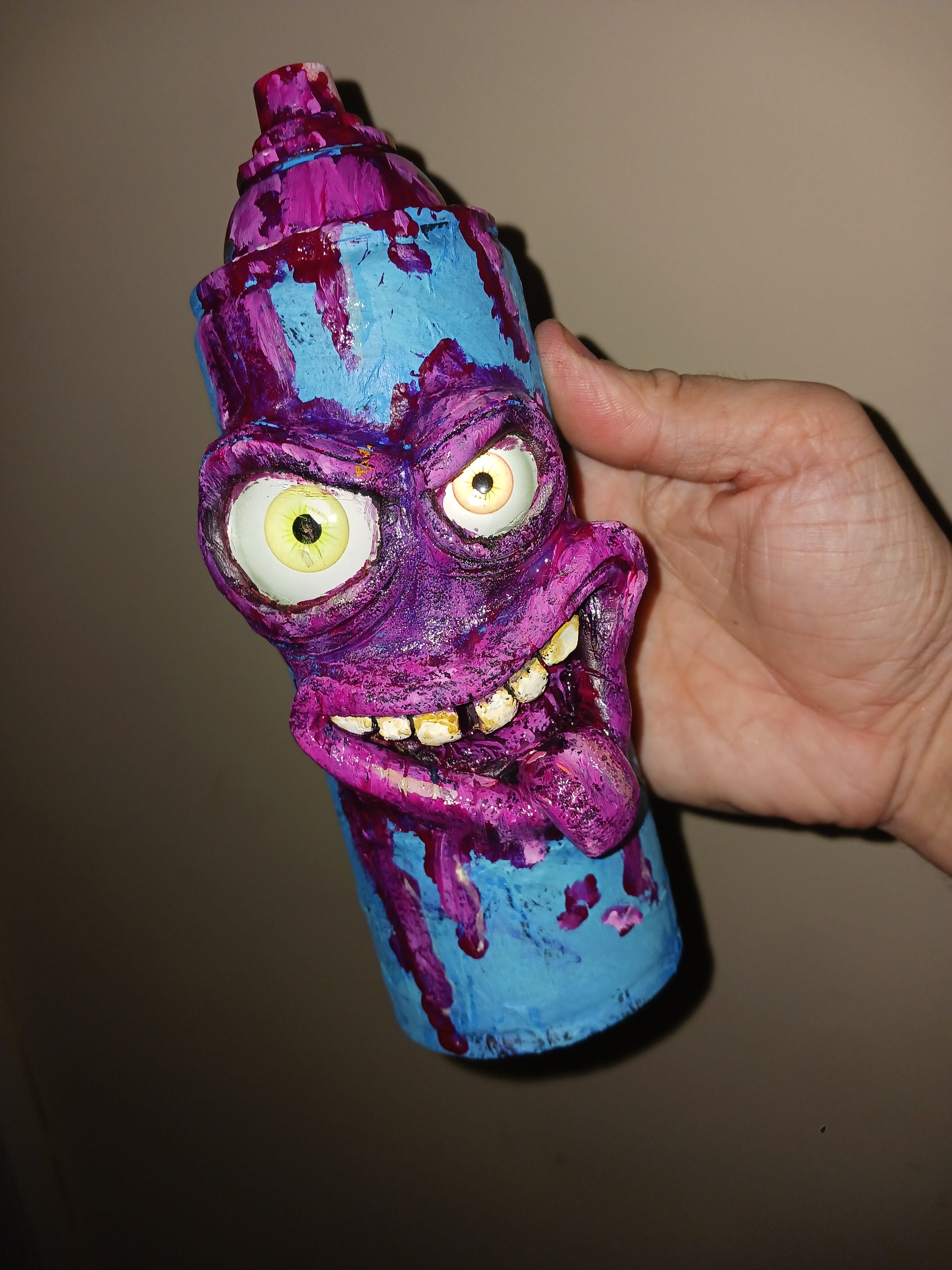 Rattle Can Rude Dudes Spray Paint Can Sculpture Ooak Upcycled