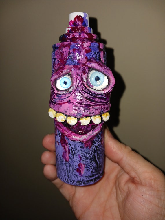 Rattle Can Rude Dudes Mini Spray Paint Can Sculpture Ooak Upcycled