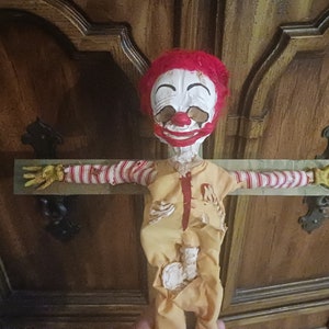 Clown Christ ooak cursed adult happy meal crucifix sculpture