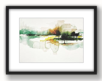 Abstrakte Wiese Aquarelle, Natur Wandkunst, Aquarell Malerei Druck, Aquarell Wandbehang, Landschaft Kunstdruck, Wohnkultur, Wald Kunst