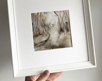 Framed Forest Path Watercolor Painting: Abstract Landscape Art