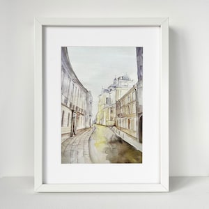 Vilnius Old Town Watercolor Print: Dominikonu Street, Lithuania