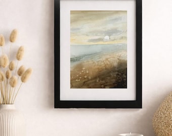 Original Seascape Watercolor Painting, Abstract Ocean Beach Art, Coastal Artwork, Hand Painted Unframed A4