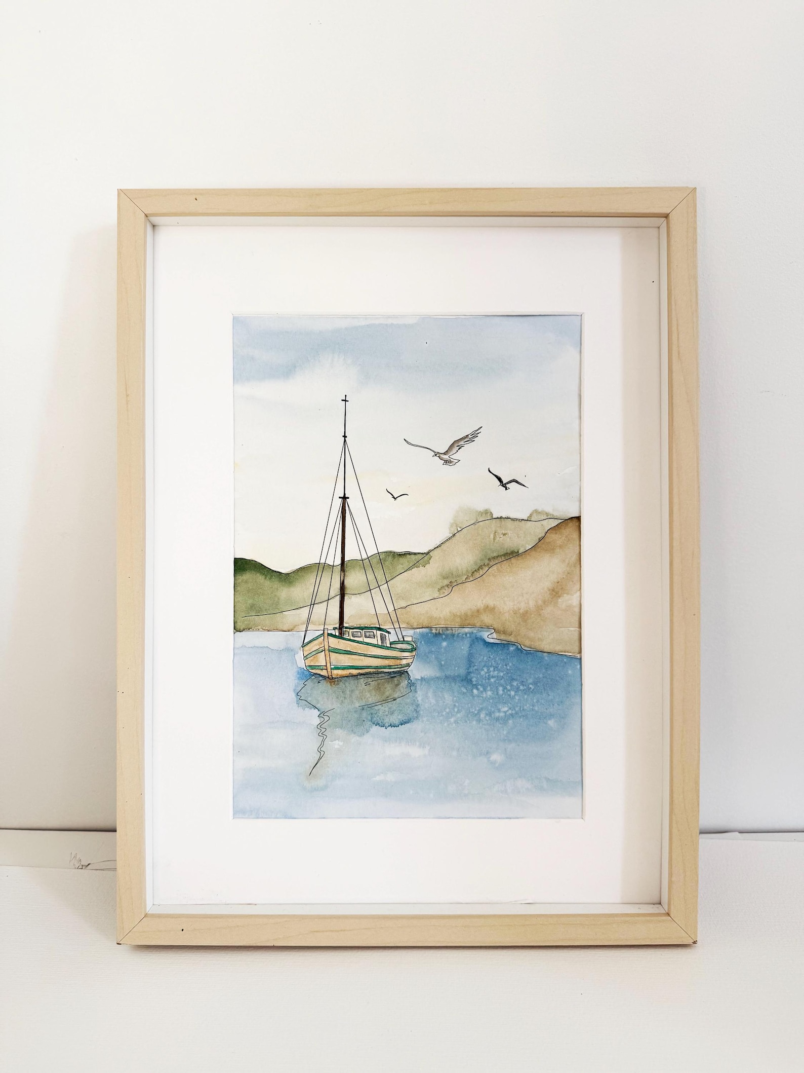 Sailboat Line Art Printable: DIY Watercolor Painting Kit (digital ...