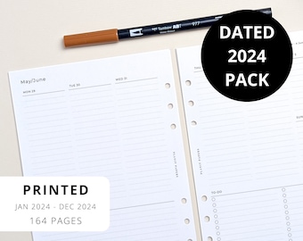 PRINTED A5 2024 Dated Starter Pack | Planner Inserts | 6 Ring Planner | Minimalist Agenda