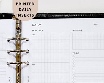 PRINTED A5 Daily Self Care Planner Inserts | Hourly | 6 Ring Binder | Minimalist Agenda Refill | Undated Day Per Page | Daily Meal Planner