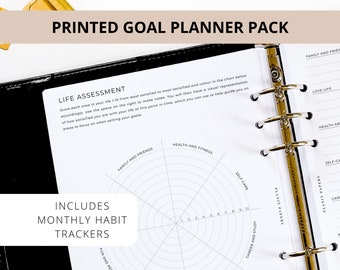 PRINTED A5 Goal Planner Pack | 6 Ring Organiser | Productivity Planner | Monthly Habits | Goal Tracker | Undated Inserts