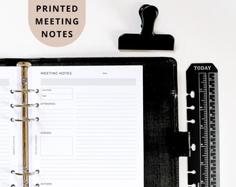 PRINTED A5 Meeting Notes Planner Inserts | Meeting Minutes Template | Work Planner | 6 Ring Organiser | Business Planner