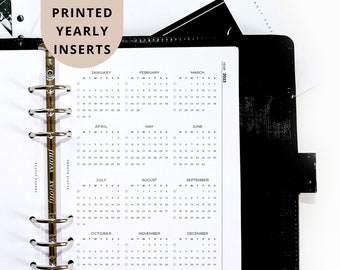 PRINTED A5 Yearly Overview Planner Inserts | 2024 Calendar | 6 Ring Organiser | Minimalist Agenda Refill | Year at a Glance | Single Page