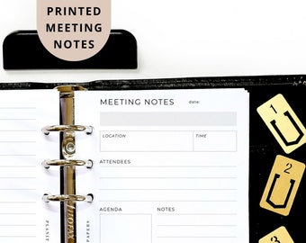Inserts de planificateur de notes de réunion personnelles IMPRIMÉES | Double page | Planificateur à 6 anneaux