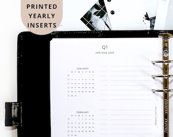 PRINTED A5 Yearly Overview Planner Inserts | 2024 Calendar | 6 Ring Binder | Minimalist Agenda Refill | Quarterly Future Log | Double Page