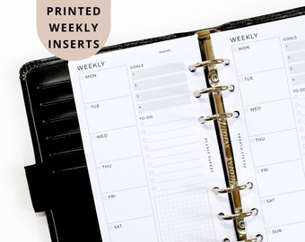 PRINTED Personal Weekly Inserts | Single Page Spread | 6 Ring Planner | 1