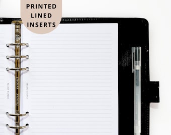 PRINTED A5 Lined Note Planner Inserts | 6 Ring Organiser | Minimalist Agenda Refill | Notebook