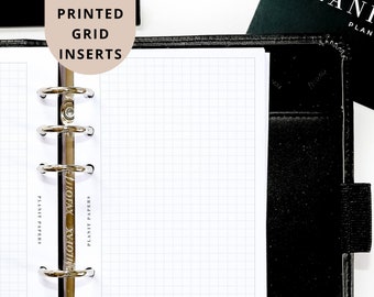 PRINTED Personal Grid Notes Planner Inserts | Single Page Spread | 6 Ring Planner