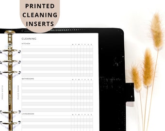 PRINTED A5 Cleaning Planner Inserts | Cleaning Tracker | Home Management Checklist | 6 Ring Organiser | Chore Chart | Cleaning Template