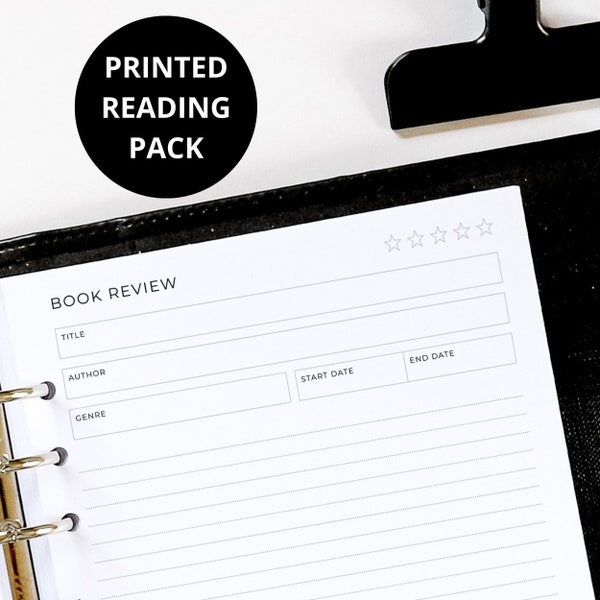 PRINTED A5 Reading Journal Inserts | Book Review Inserts | Book Lover | 6 Ring Planner