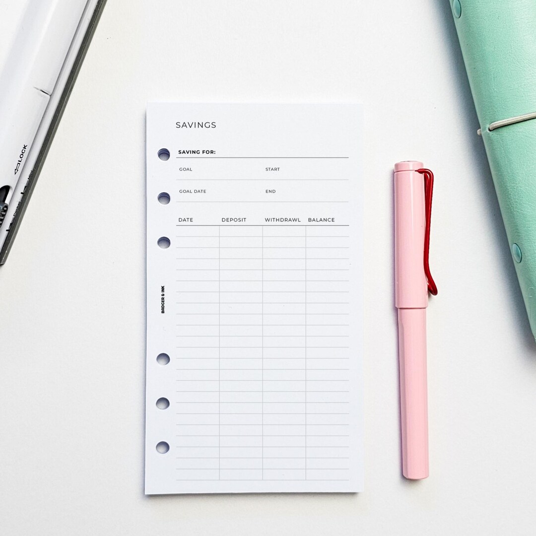 Savings Tracker Planner Inserts | Personal 6 Ring Binder | Finance - Etsy