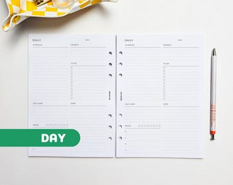 Daily A5 Planner Inserts | Filofax 6 Ring Binder | Undated Day Per Page