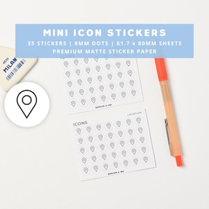 Location Pin Planner Stickers | Address, Destination, Event Mini Icon Sticker Sheet