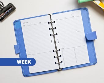 Weekly Planner Inserts | Personal Filofax 6 Ring Binder | Undated Week on Two Pages
